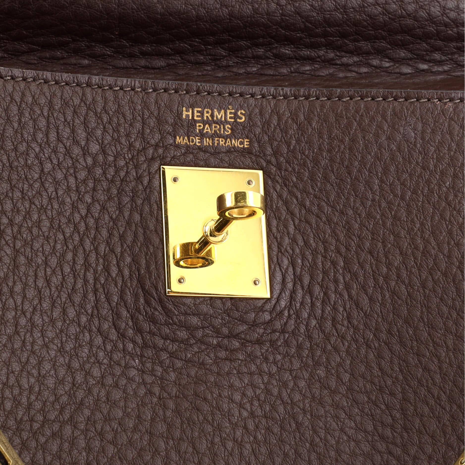 Hermes Kelly Handbag Havane Fjord with Gold Hardware 35 3