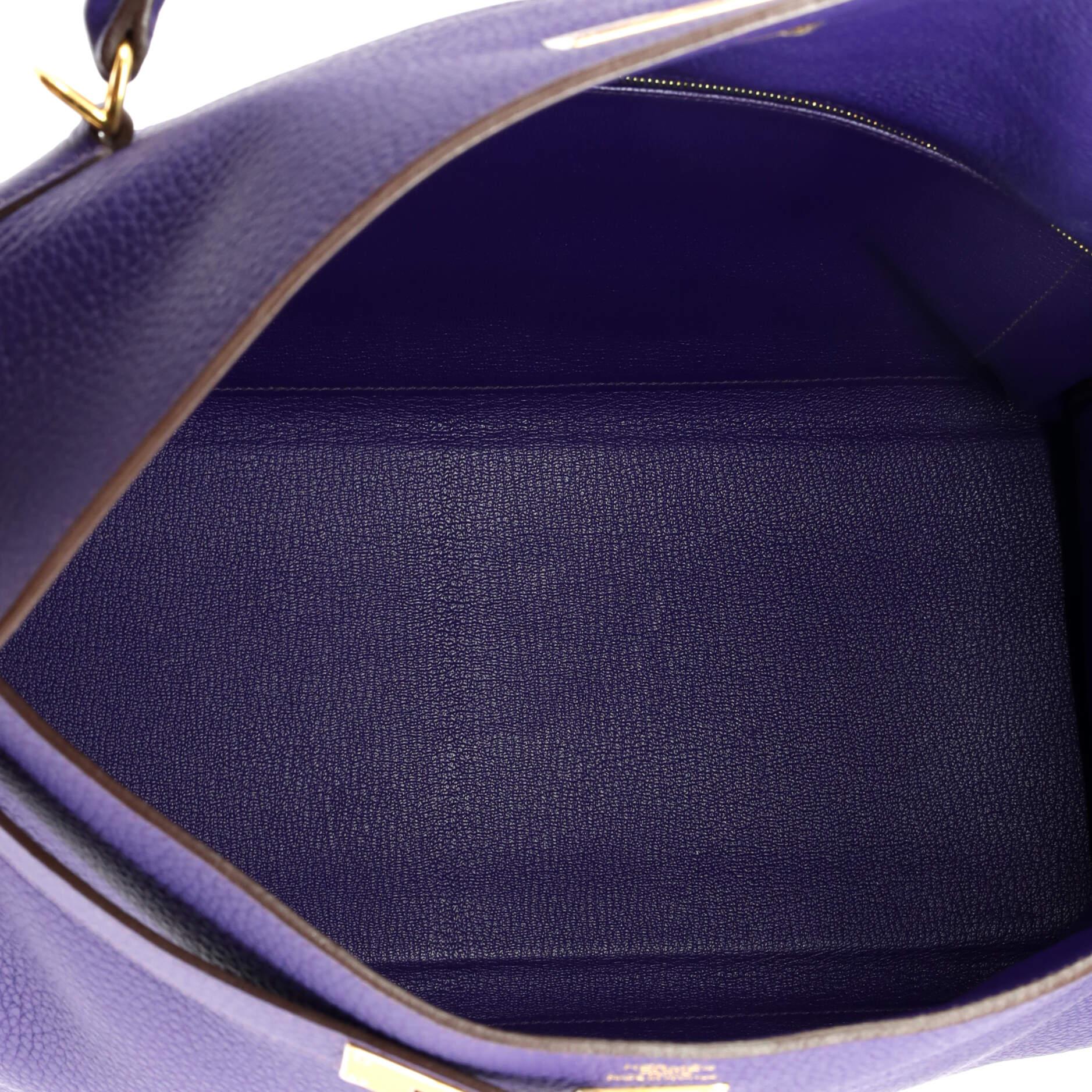 Hermes Kelly Handbag Iris Clemence with Gold Hardware 40 1