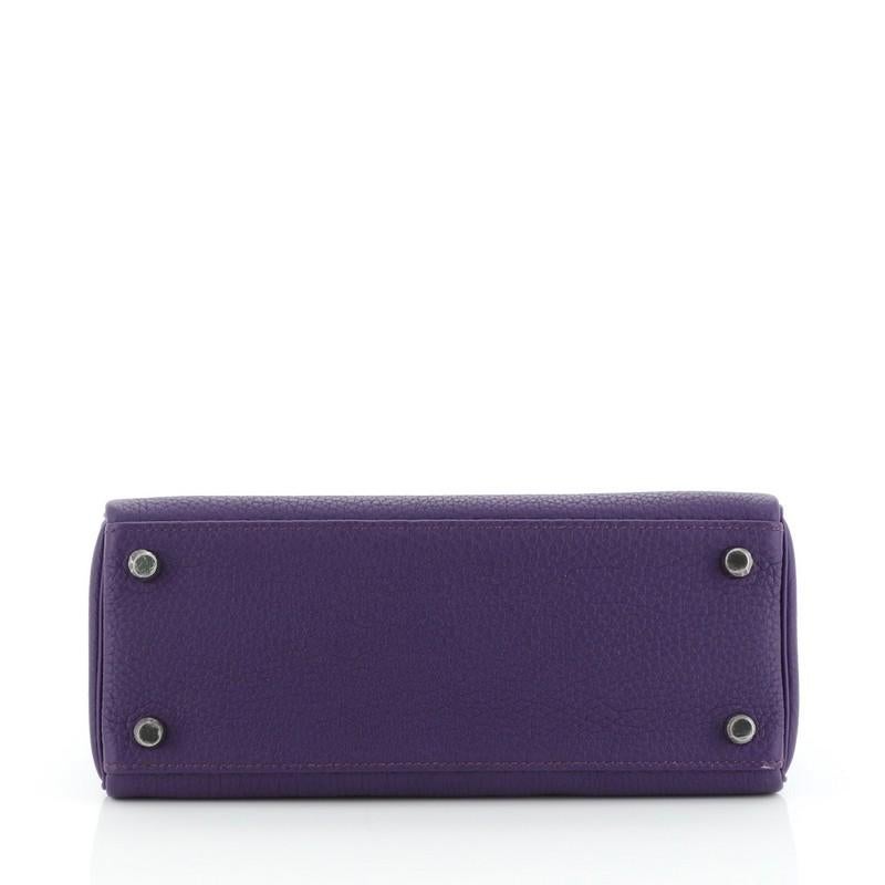 Purple Hermes  Kelly Handbag Iris Togo with Palladium Hardware 25