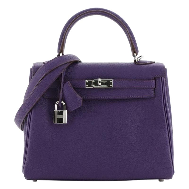 Hermes  Kelly Handbag Iris Togo with Palladium Hardware 25