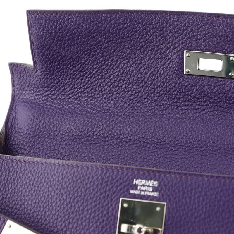 Hermes Kelly Handbag Iris Togo with Palladium Hardware 32 6