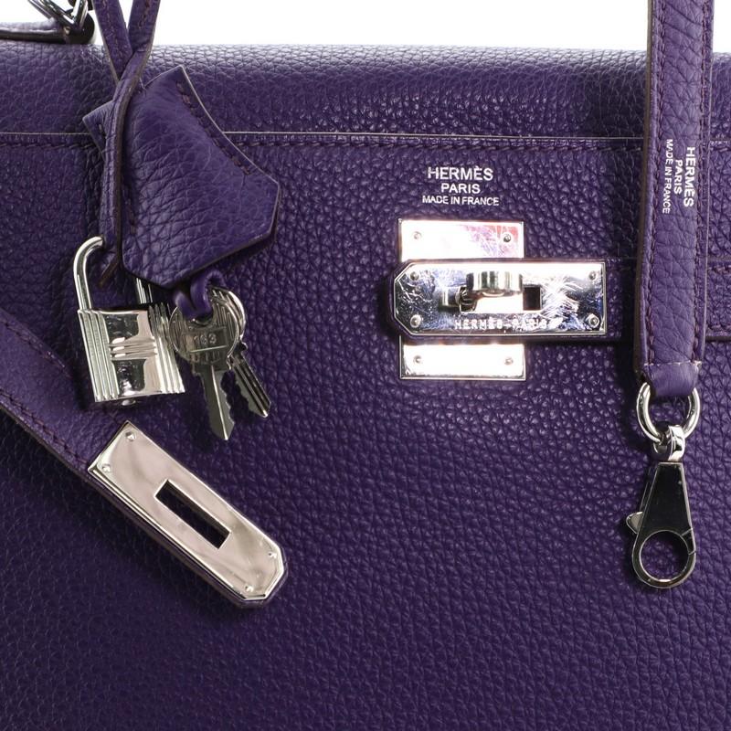 Hermes Kelly Handbag Iris Togo with Palladium Hardware 32 2