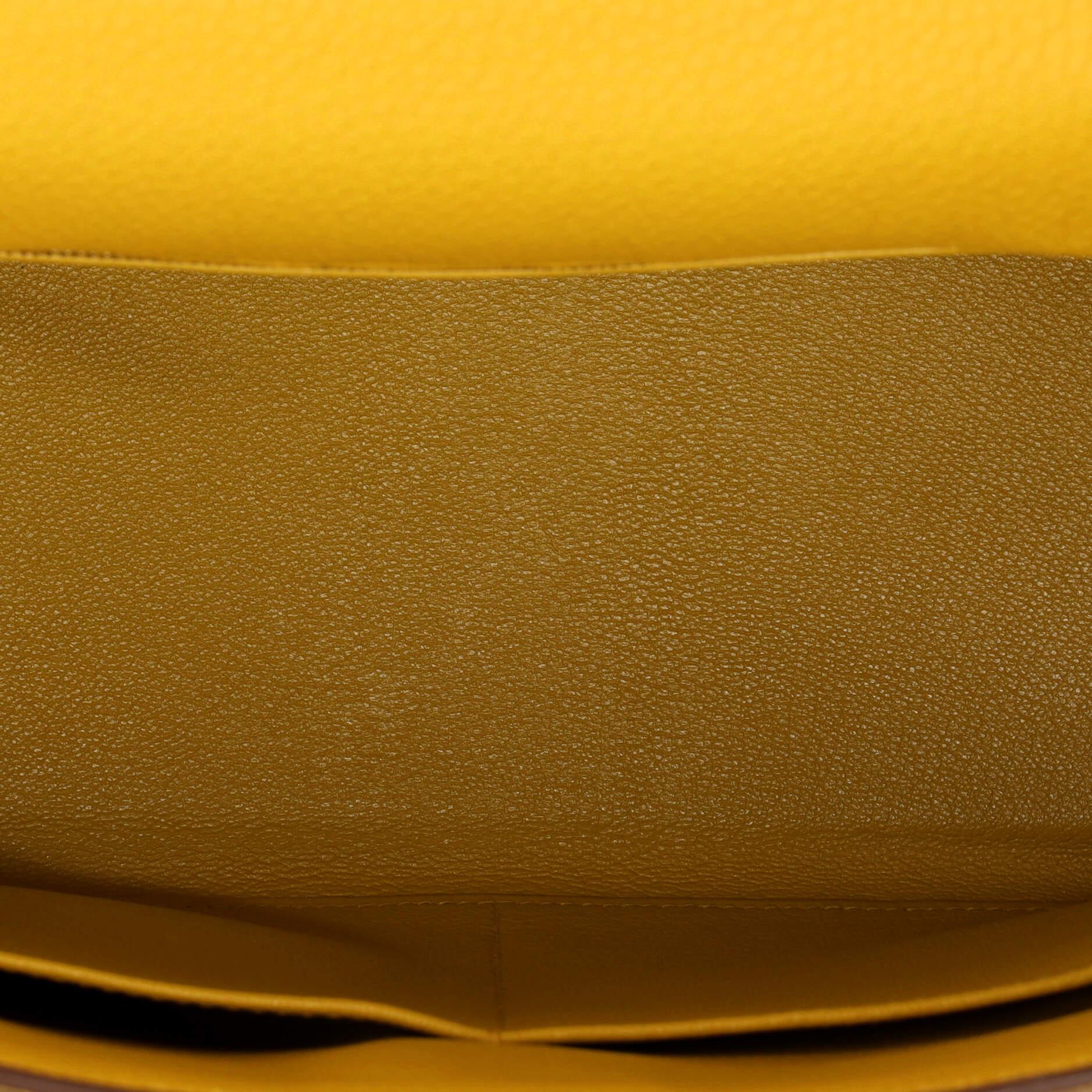 Hermes Kelly Handbag Jaune Ambre Clemence with Gold Hardware 28 For Sale 2