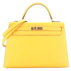 Hermès Kelly 25 Sellier Limited Edition Tri-Color Nata, Jaune Poussin