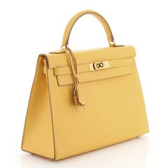 Hermes Kelly Handbag Jaune Courchevel With Gold Hardware 32