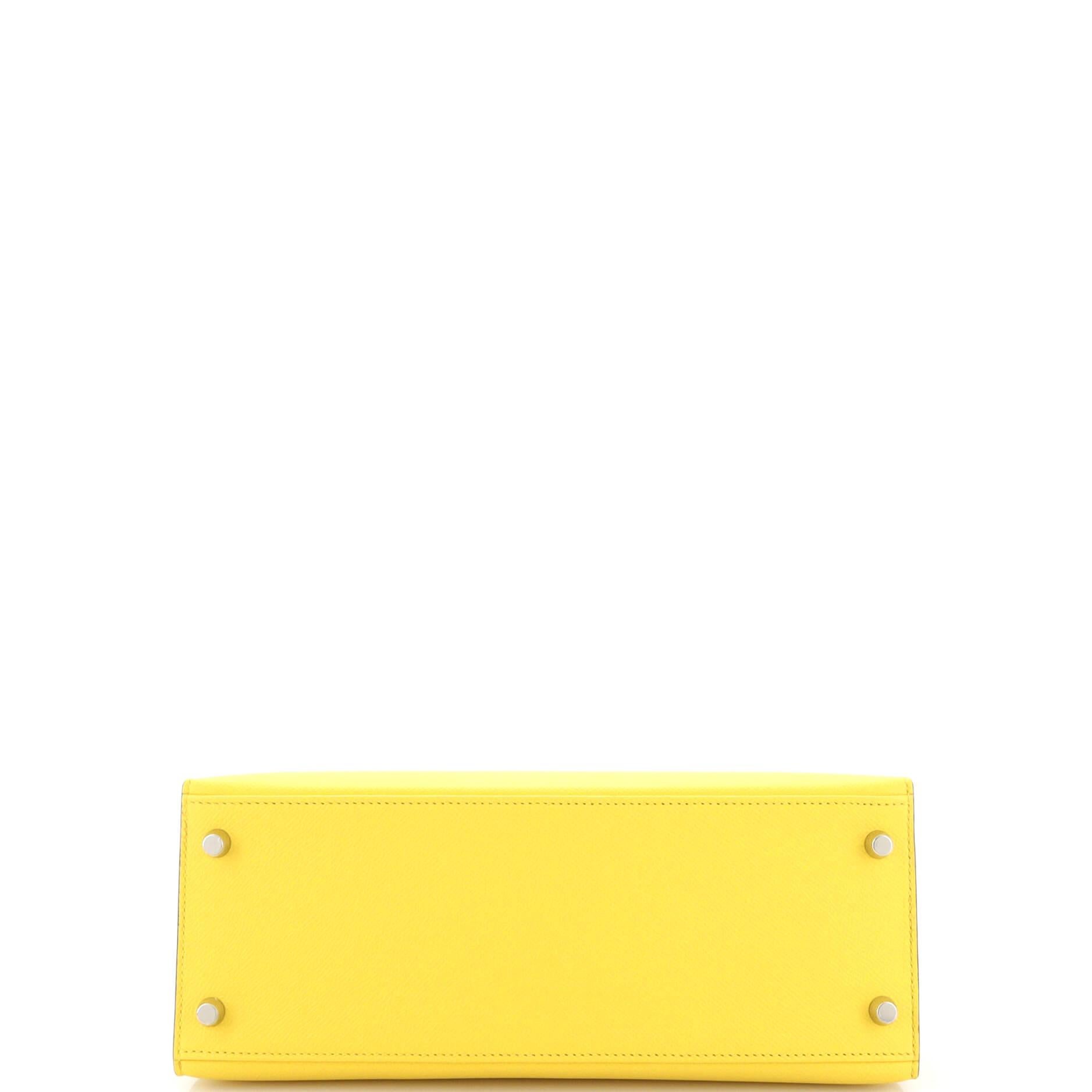 Women's or Men's Hermes Kelly Handbag Jaune De Naples Epsom with Palladium Hardware 28 For Sale
