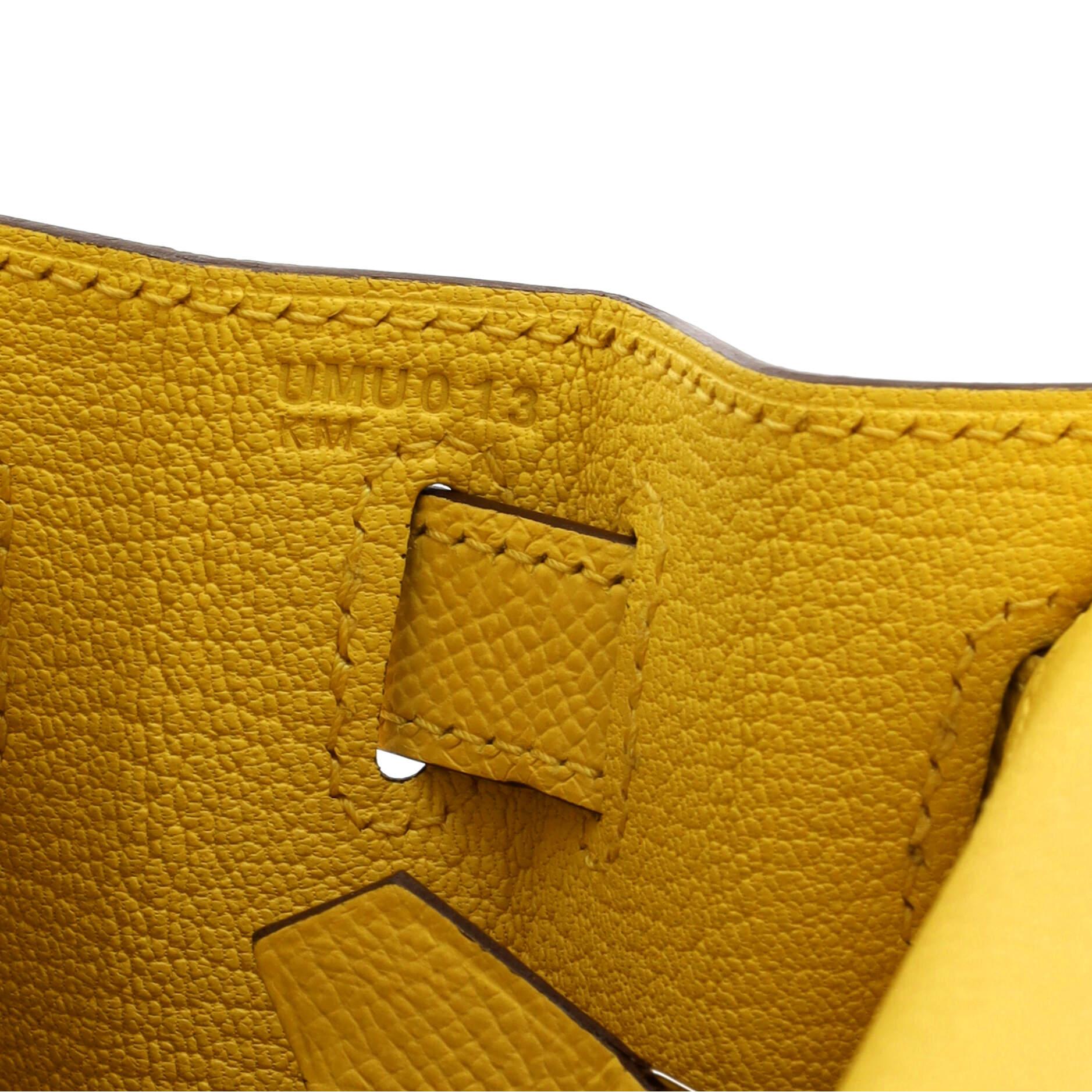 Hermes Kelly Handbag Jaune De Naples Epsom with Palladium Hardware 28 For Sale 3