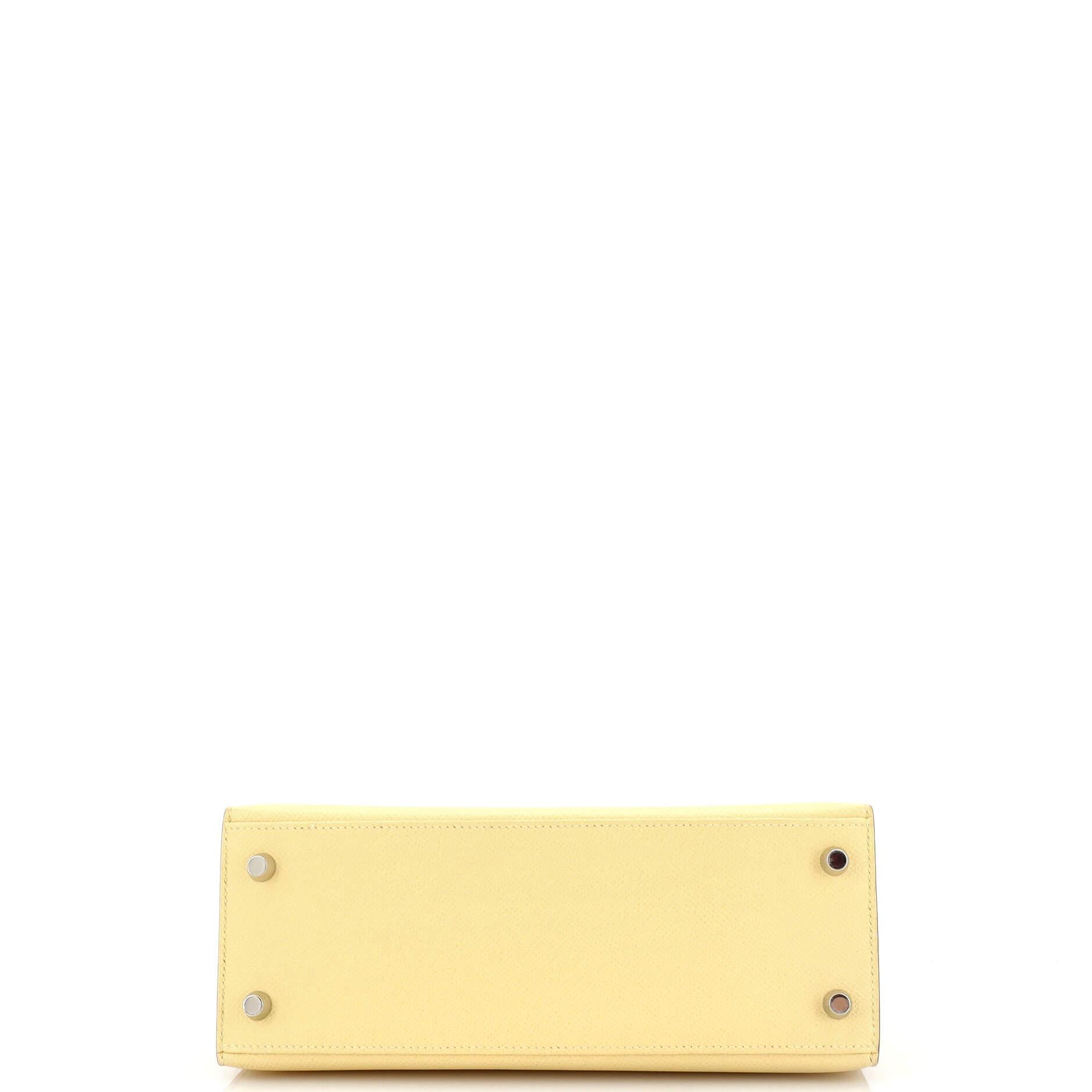 Hermes Kelly Handbag Jaune Poussin Epsom with Palladium Hardware 25 1