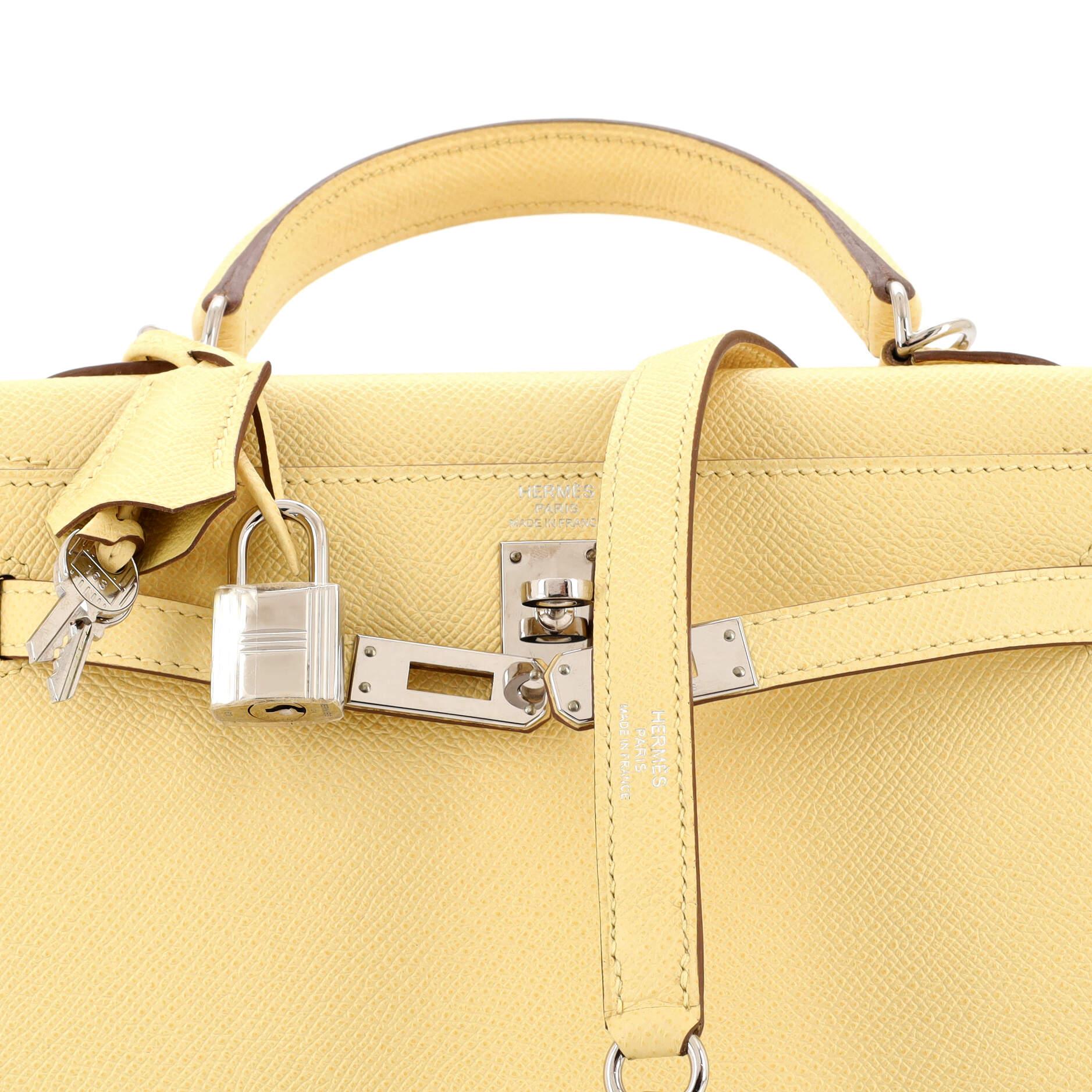 Hermes Kelly Handbag Jaune Poussin Epsom with Palladium Hardware 25 3