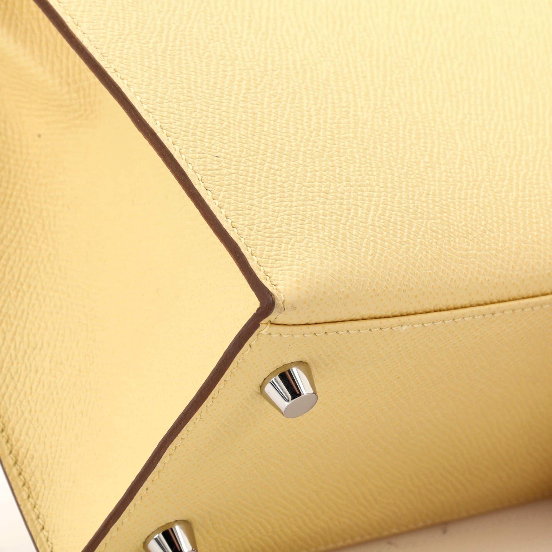 Hermes Kelly Handbag Jaune Poussin Epsom with Palladium Hardware 25 4