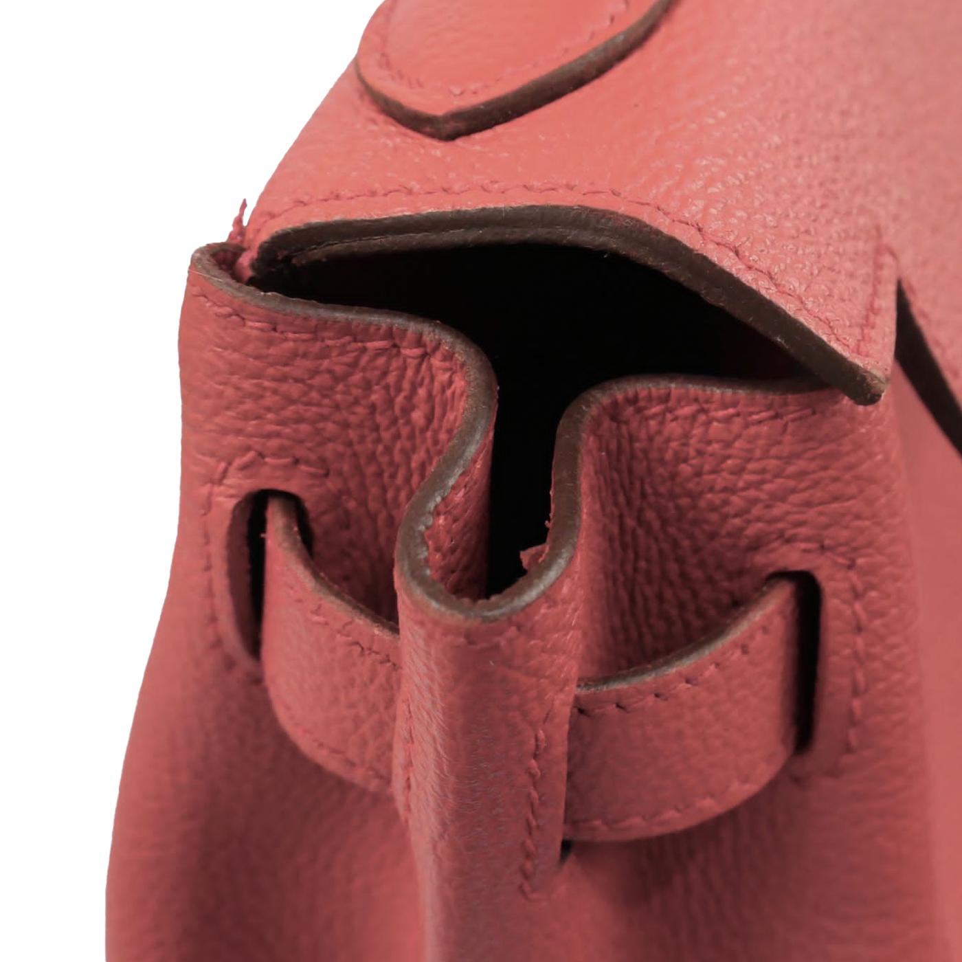 Hermes Kelly Handbag Leather Rouge Grenat Evercolor with Gold Hardware 28 For Sale 8