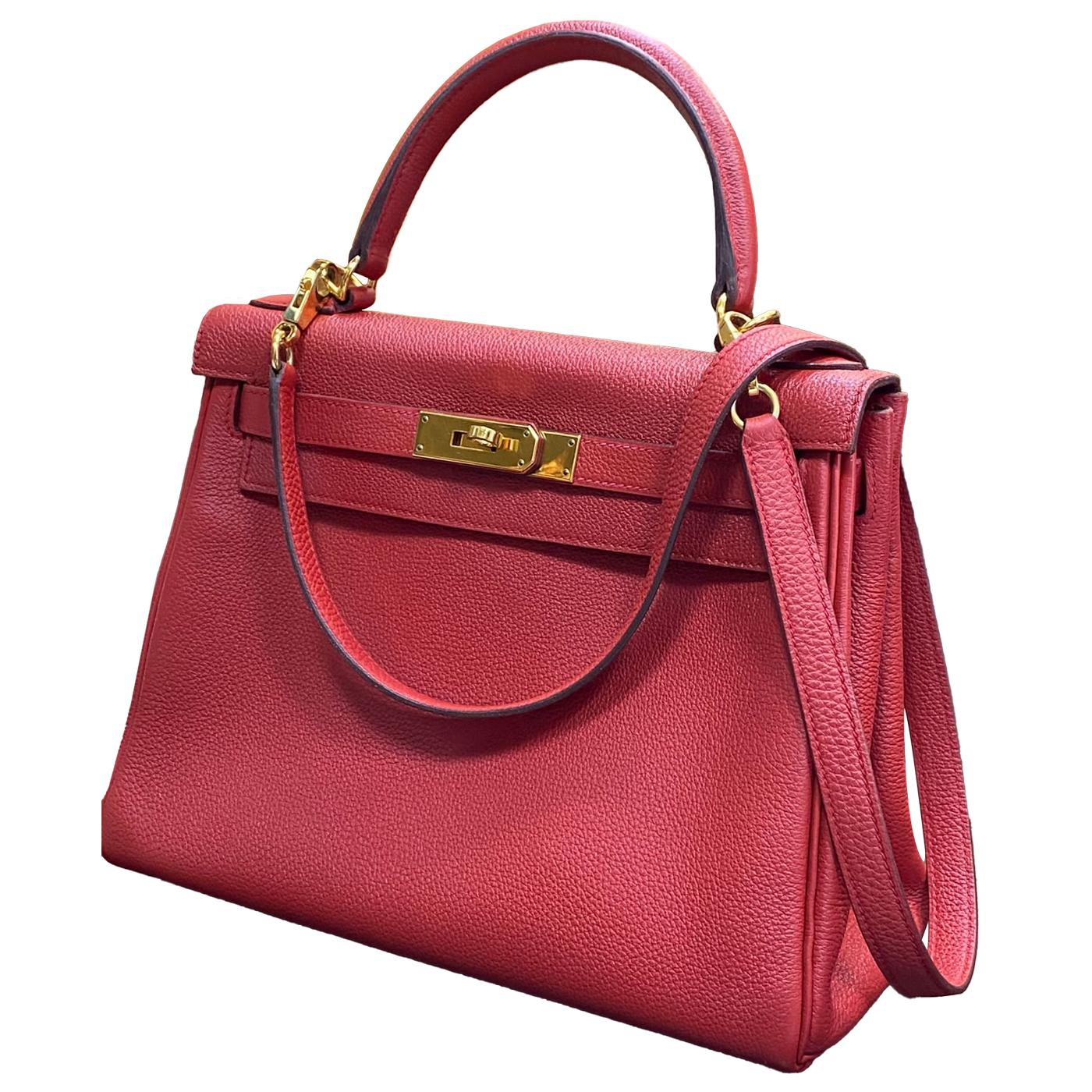 Women's Hermes Kelly Handbag Leather Rouge Grenat Evercolor with Gold Hardware 28 For Sale