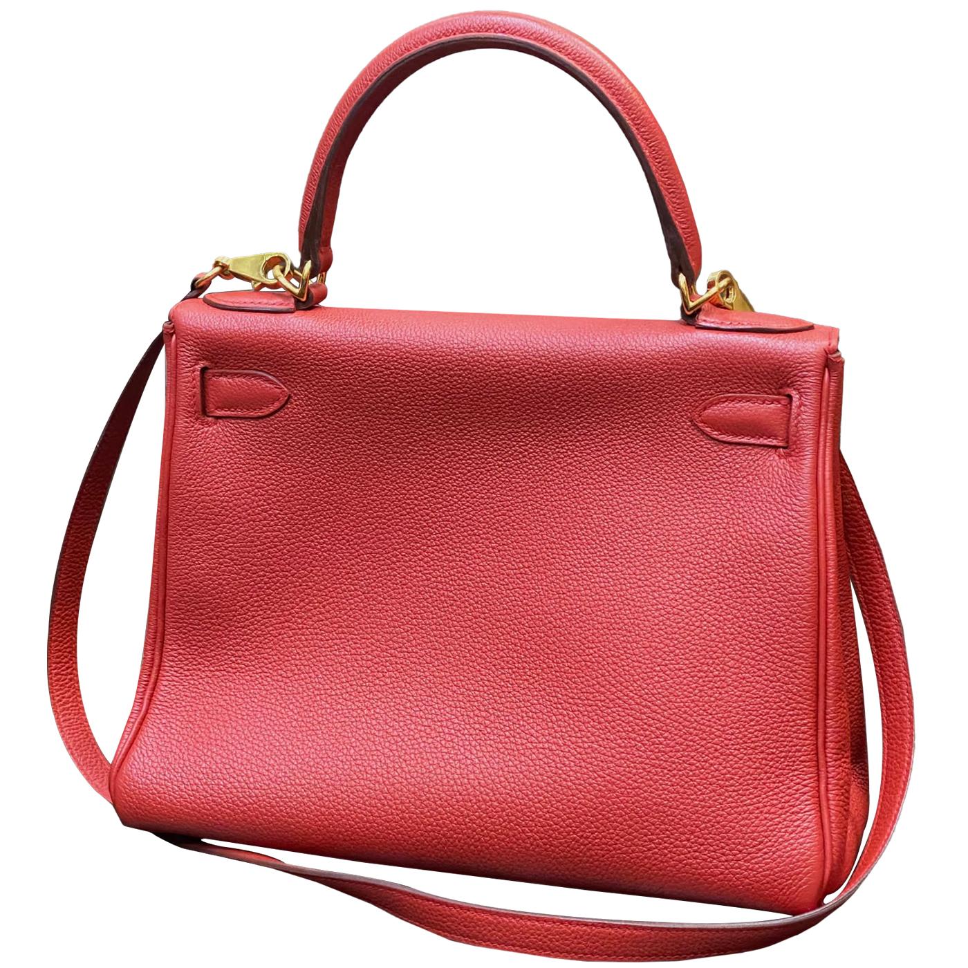 Hermes Kelly Handbag Leather Rouge Grenat Evercolor with Gold Hardware 28 For Sale 3