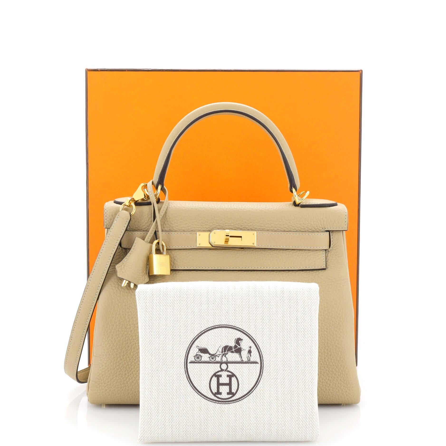 Hermes Kelly Mini Pochette Bag Trench Ostrich Leather Gold