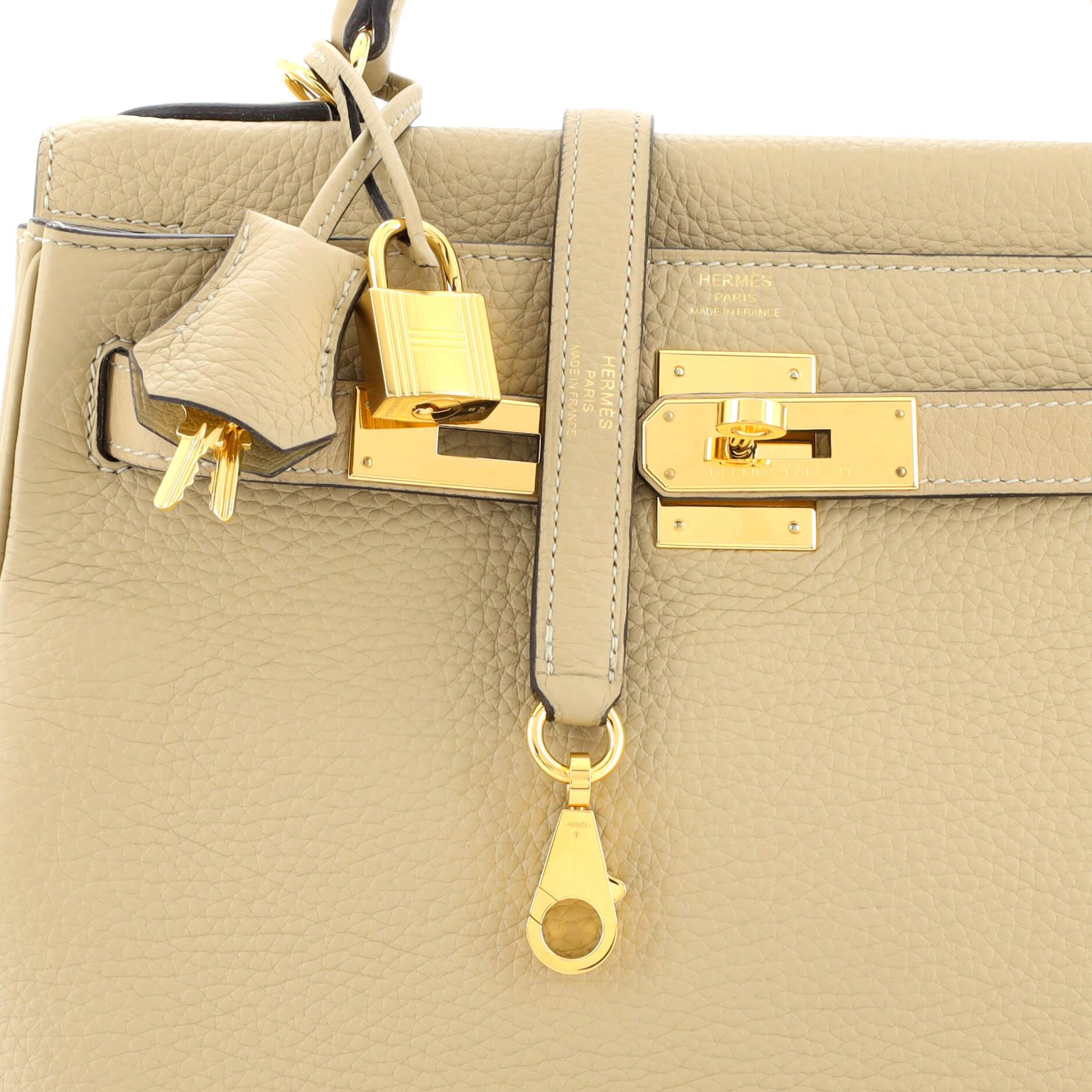Hermès Kelly Handtasche Light Clemence mit Goldbeschlägen 28 3