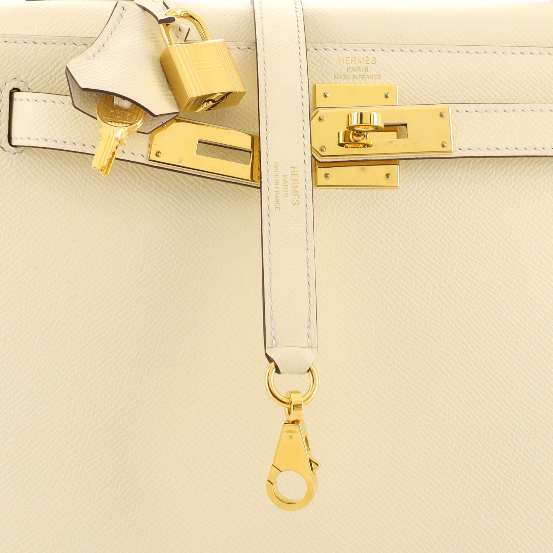 Hermes Kelly Handbag Light Epsom with Gold Hardware 28 3