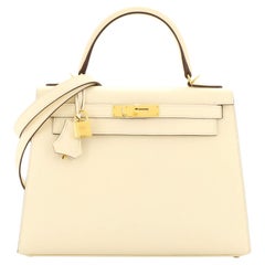 Hermes Kelly Handbag Light Epsom with Gold Hardware 28