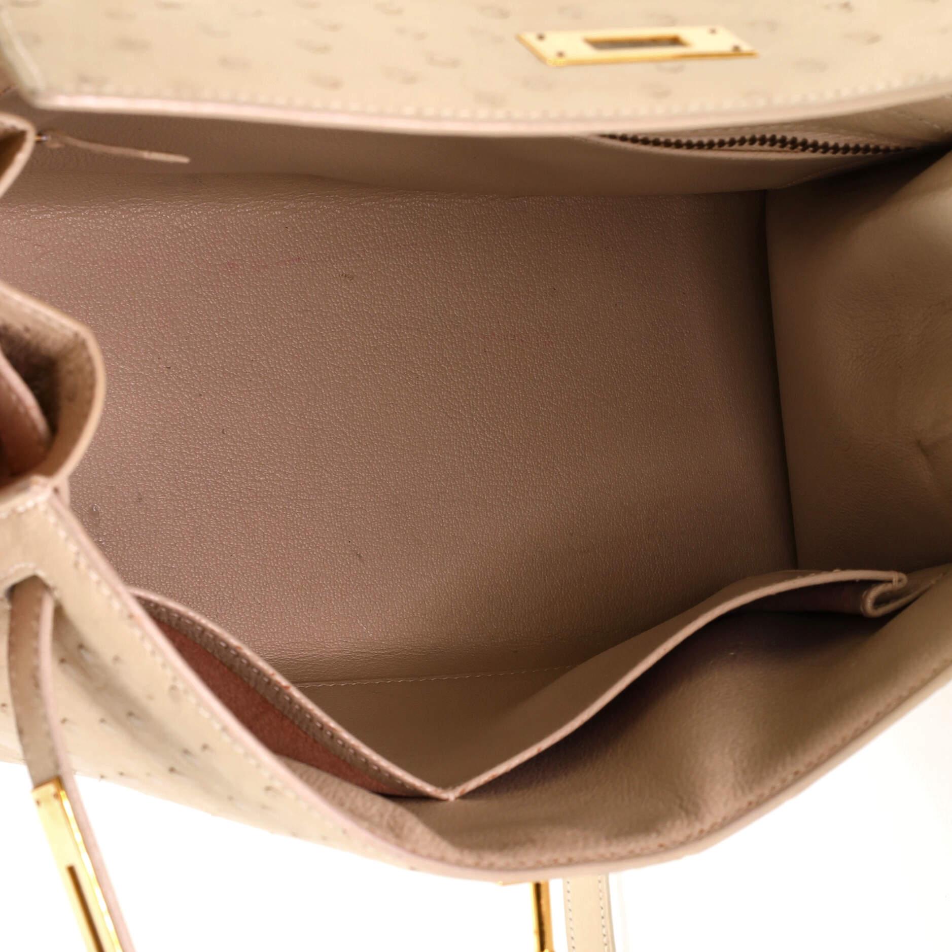Hermes Kelly Handbag Light Ostrich with Gold Hardware 28 2