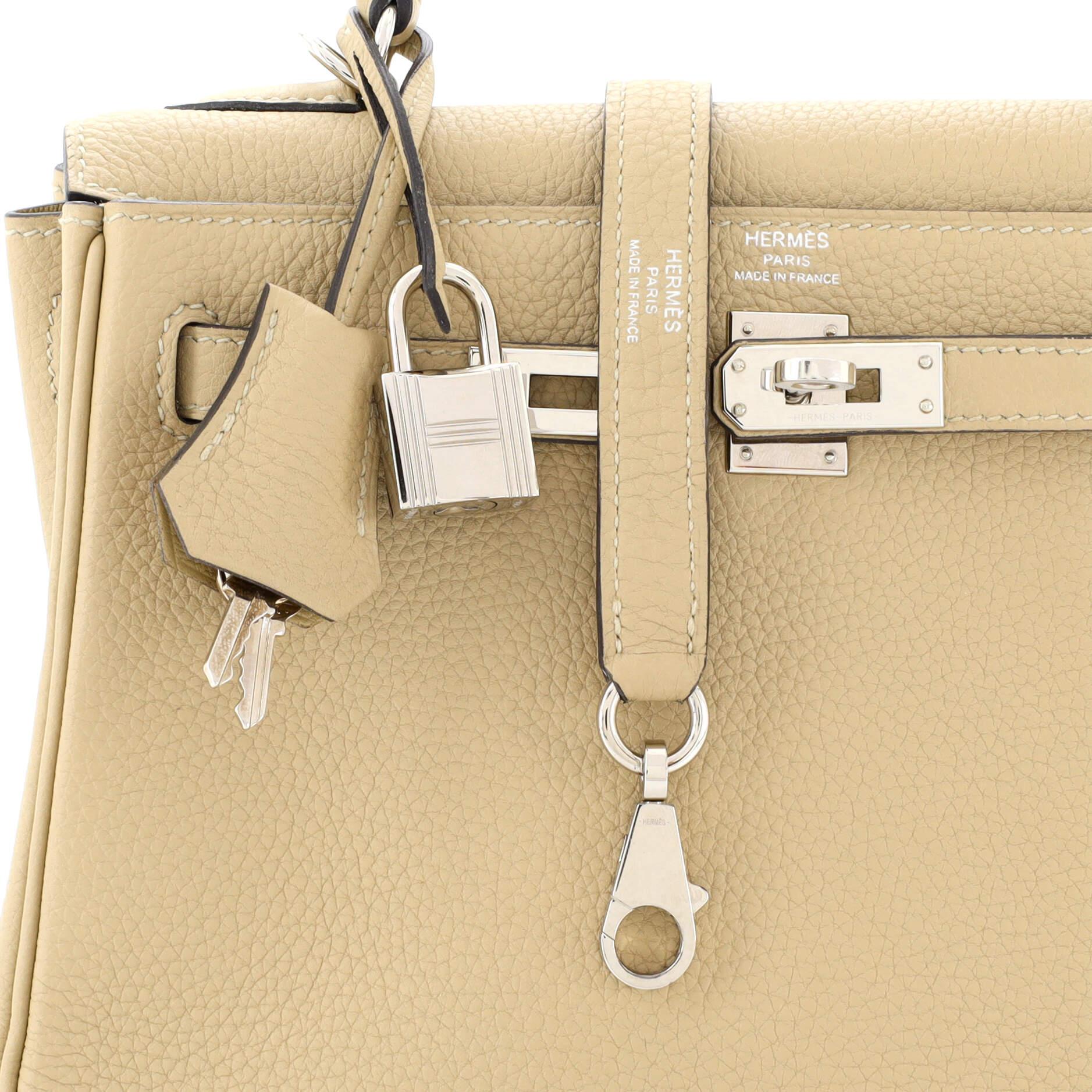 Hermes Kelly Handbag Light Togo with Palladium Hardware 25 3