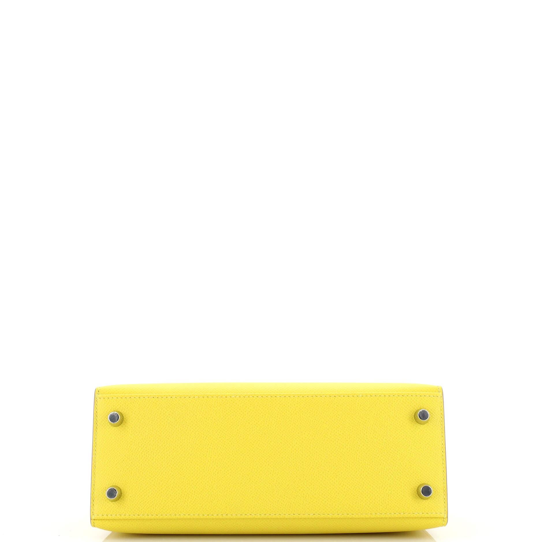 Hermes Kelly Handbag Lime Epsom with Palladium Hardware 25 1