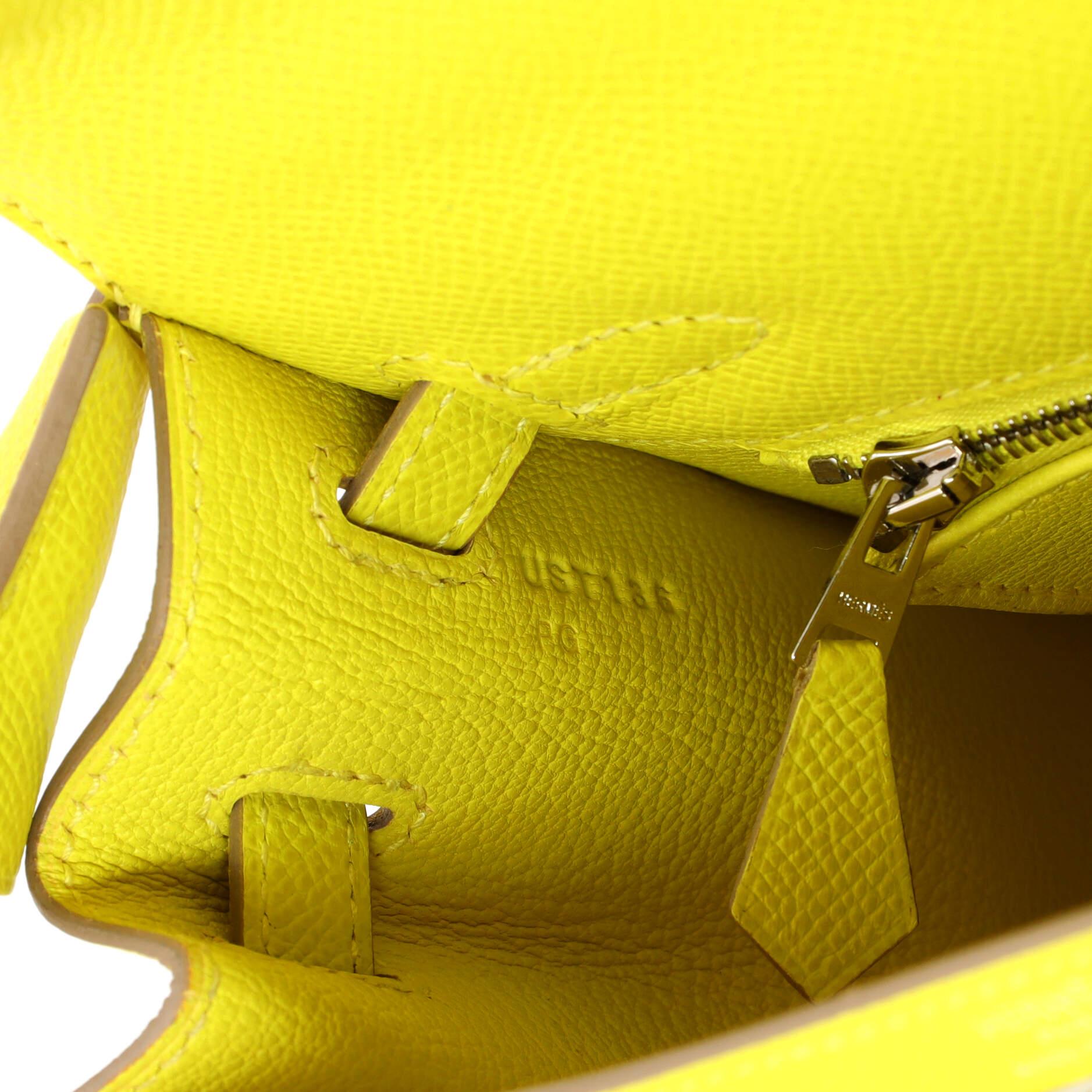 Hermes Kelly Handbag Lime Epsom with Palladium Hardware 25 4