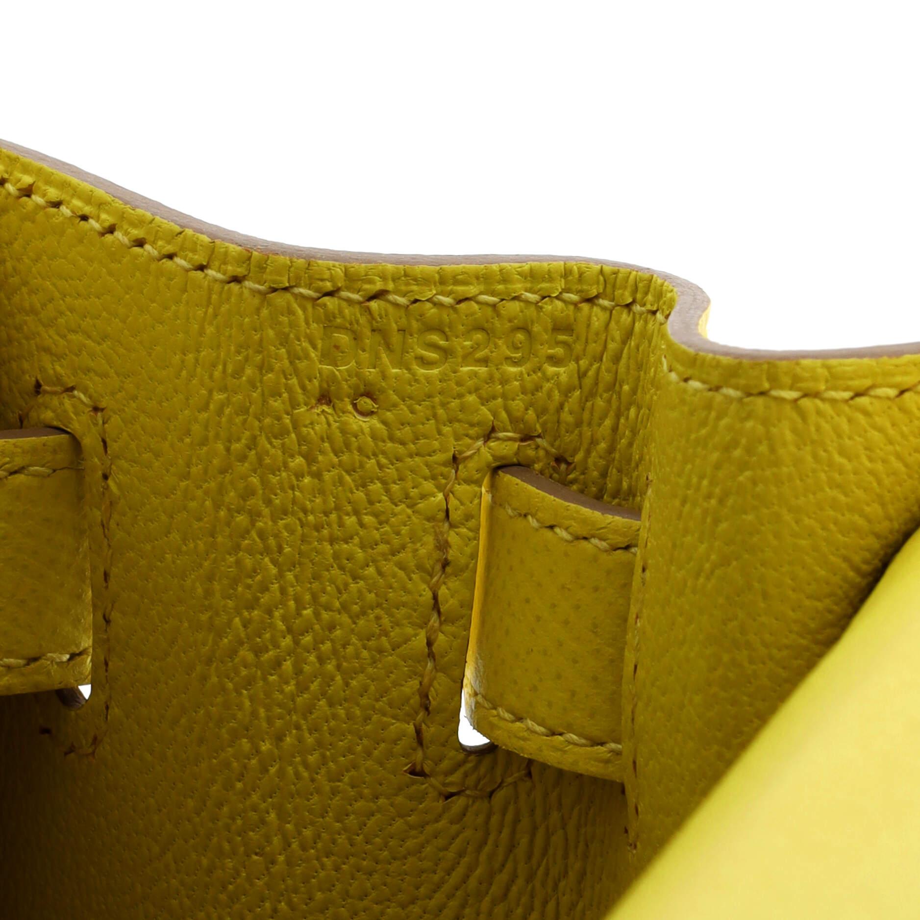 Women's or Men's Hermes Kelly Handbag Lime Epsom with Palladium Hardware 28