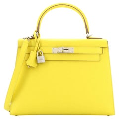Hermes Kelly Handbag Lime Epsom with Palladium Hardware 28