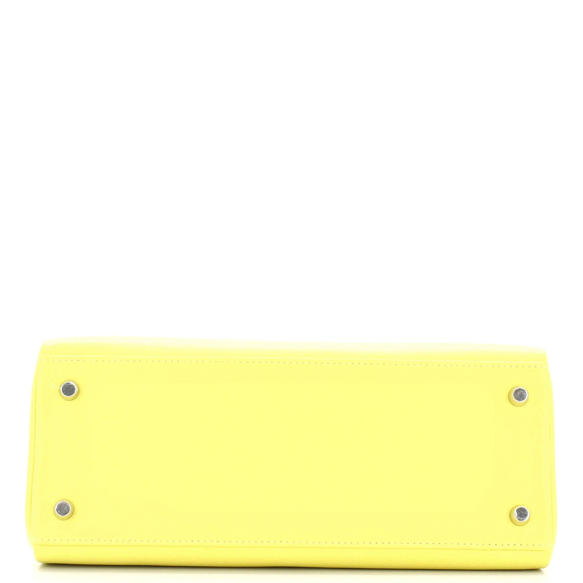 Hermes Kelly Handbag Lime Evercolor with Palladium Hardware 28 1