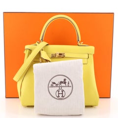 Hermes Kelly Handbag Lime Swift with Gold Hardware 25
