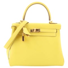 Hermes Kelly Handbag Lime Swift with Gold Hardware 25