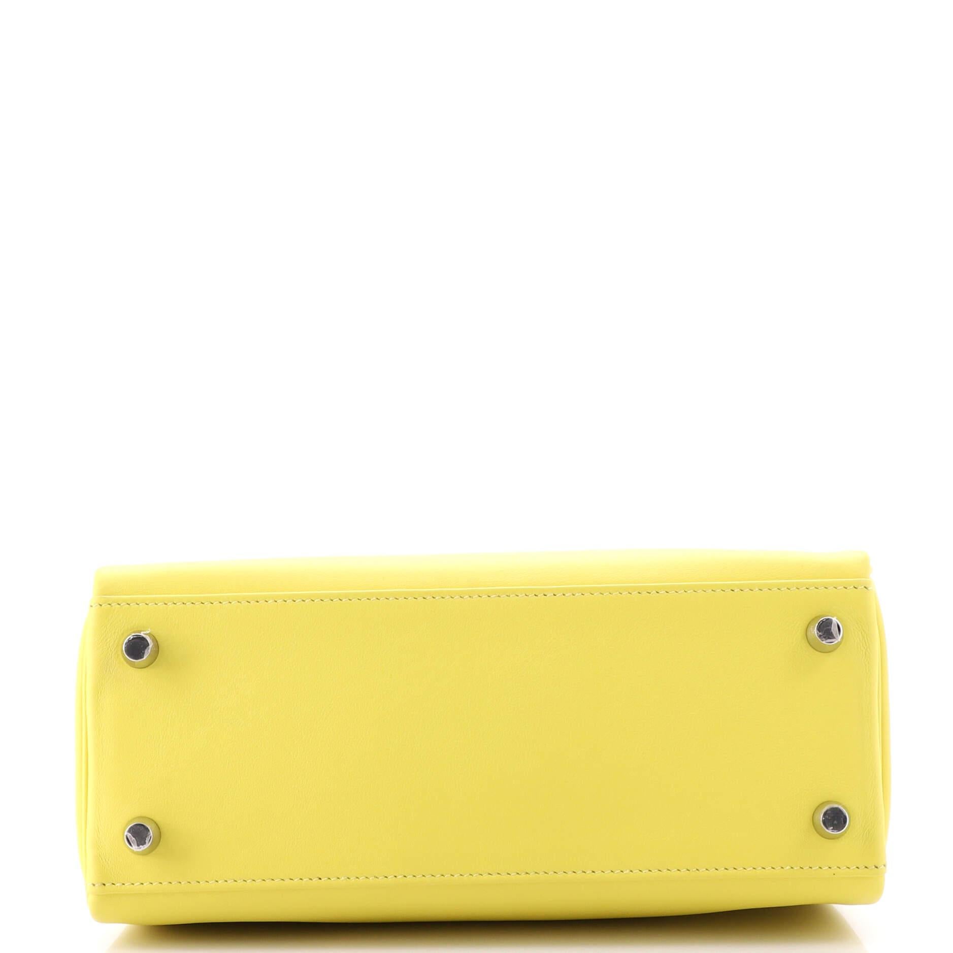 Hermes Kelly Handbag Lime Swift with Palladium Hardware 25 1