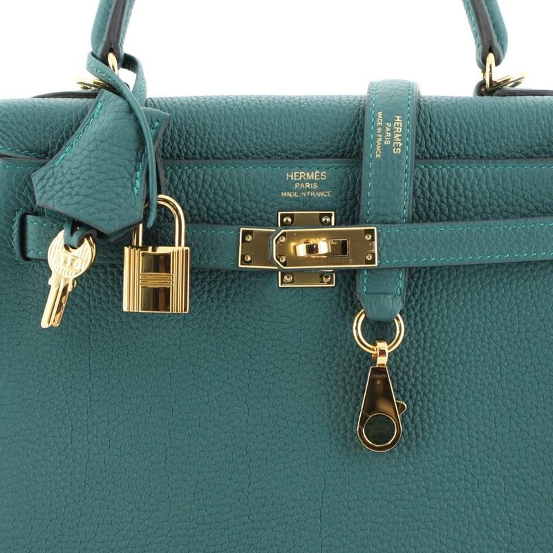 Hermes Kelly Handbag Malachite Togo With Gold Hardware 25 2