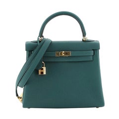 Preloved Vintage HERMES Kelly 28 Malachite TOGO Gold hw #Q (Full