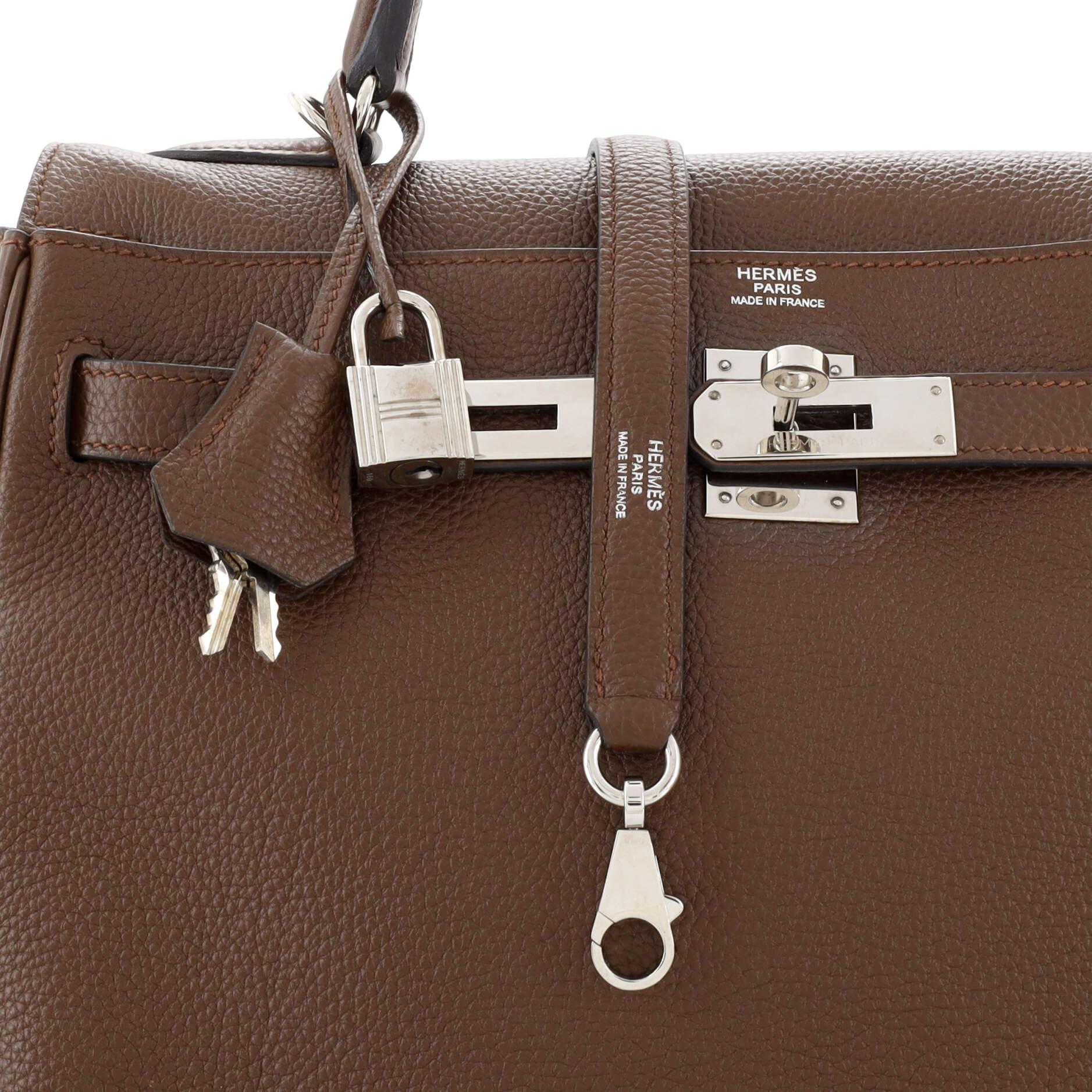 Hermes Kelly Handbag Marron D’Inde Togo with Palladium Hardware 32 For Sale 3