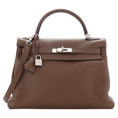 Hermes Kelly Handbag Marron D’Inde Togo with Palladium Hardware 32