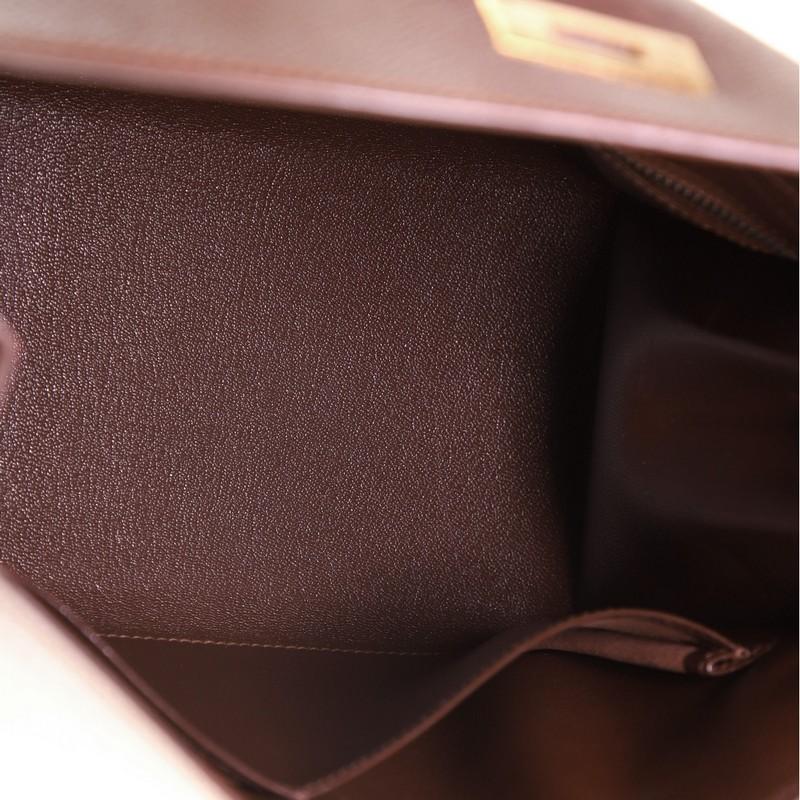 Black Hermes Kelly Handbag Marron Foncé Courchevel with Gold Hardware 28