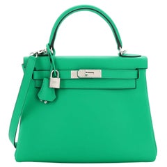 Hermes Kelly Handbag Menthe Evercolor with Palladium Hardware 28