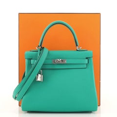 Hermes Kelly Handbag Menthe Togo with Palladium Hardware 25