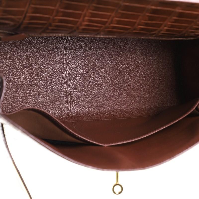 Women's or Men's Hermes Kelly Handbag Miel Shiny Porosus Crocodile with Gold Hardware 32