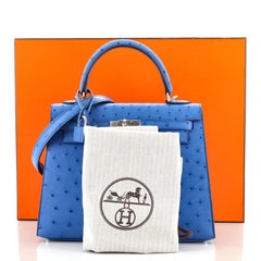 Hermes Kelly Handbag Mykonos Ostrich with Palladium Hardware 25