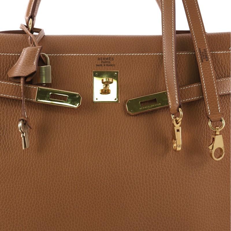 Women's Hermes Kelly Handbag Natural Ardennes with Gold Hardware 35