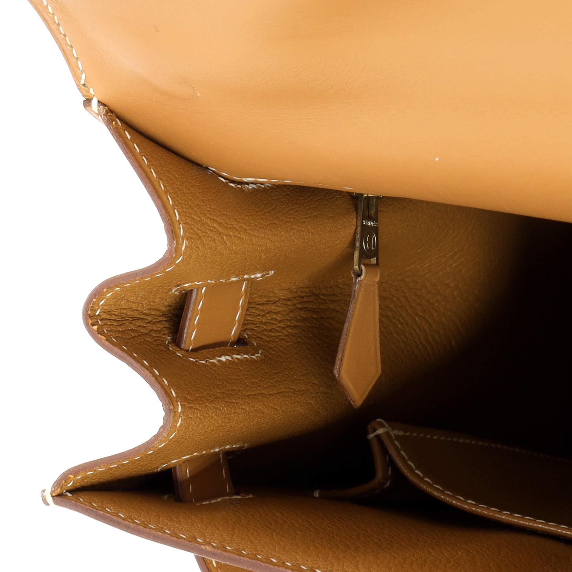 Hermes Kelly Handbag Natural Chamonix with Gold Hardware 32 7