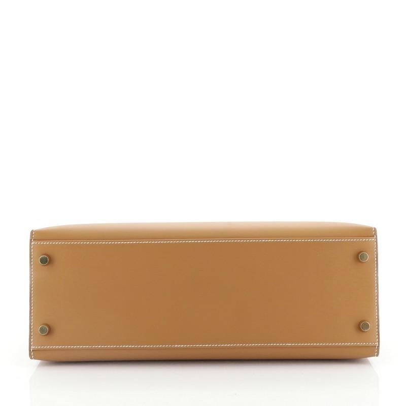 Hermes Kelly Handbag Natural Chamonix With Gold Hardware 32  In Good Condition In NY, NY