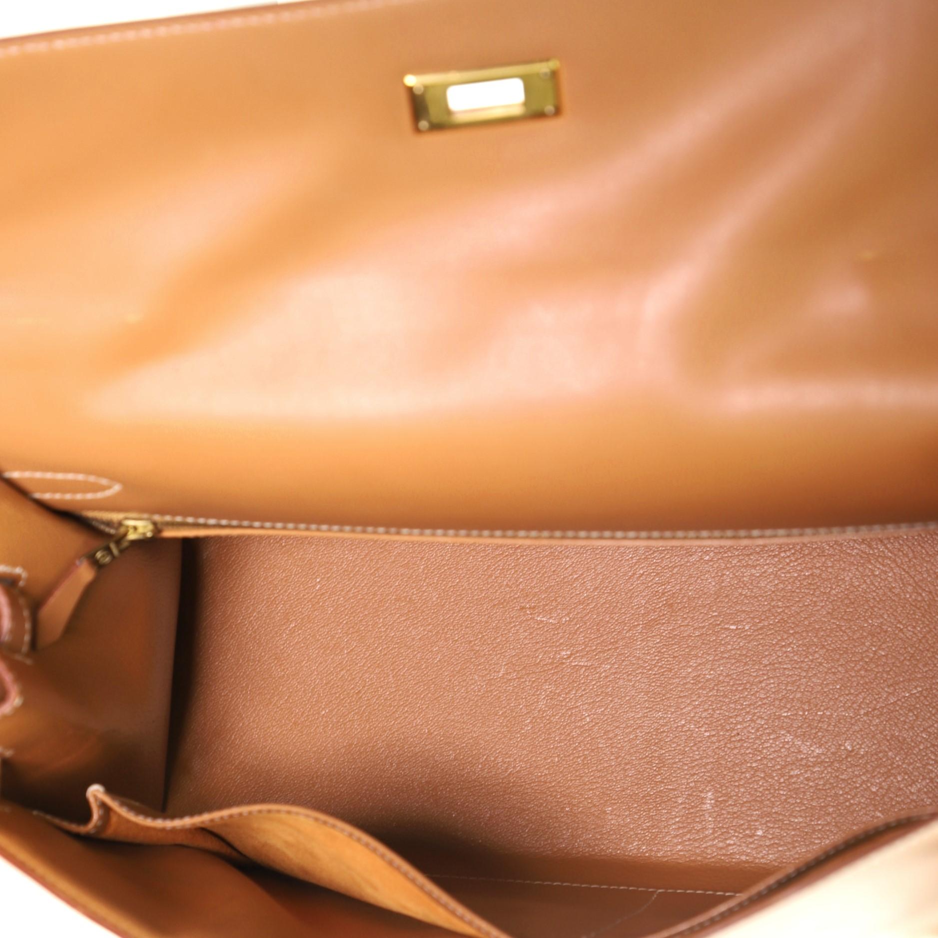 Hermes Kelly Handbag Natural Chamonix with Gold Hardware 35 3