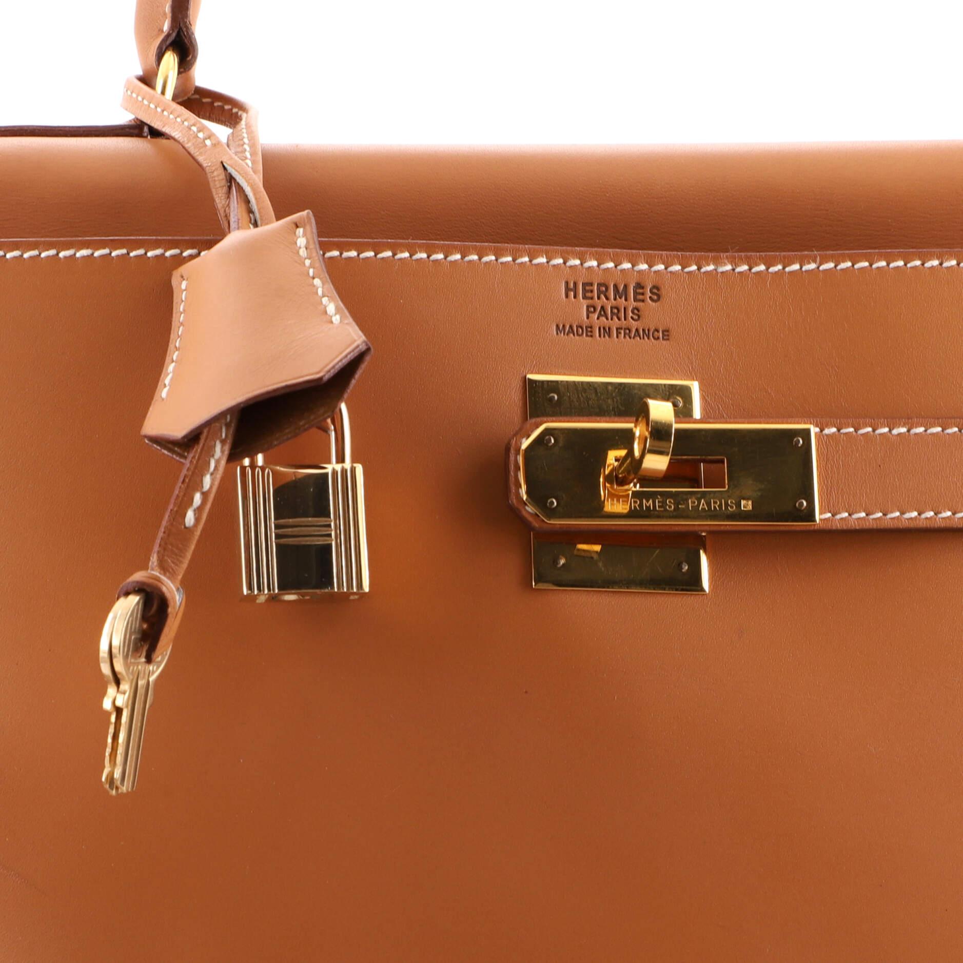 Hermes Kelly Handbag Natural Chamonix with Gold Hardware 35 3