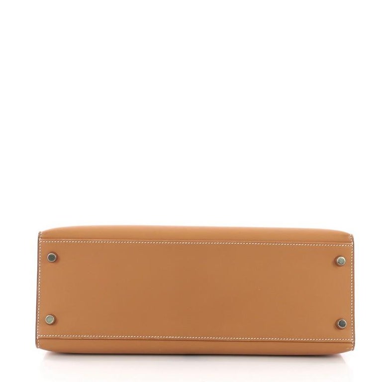 Hermes Kelly Handbag Natural Chamonix With Palladium Hardware 32 at 1stDibs