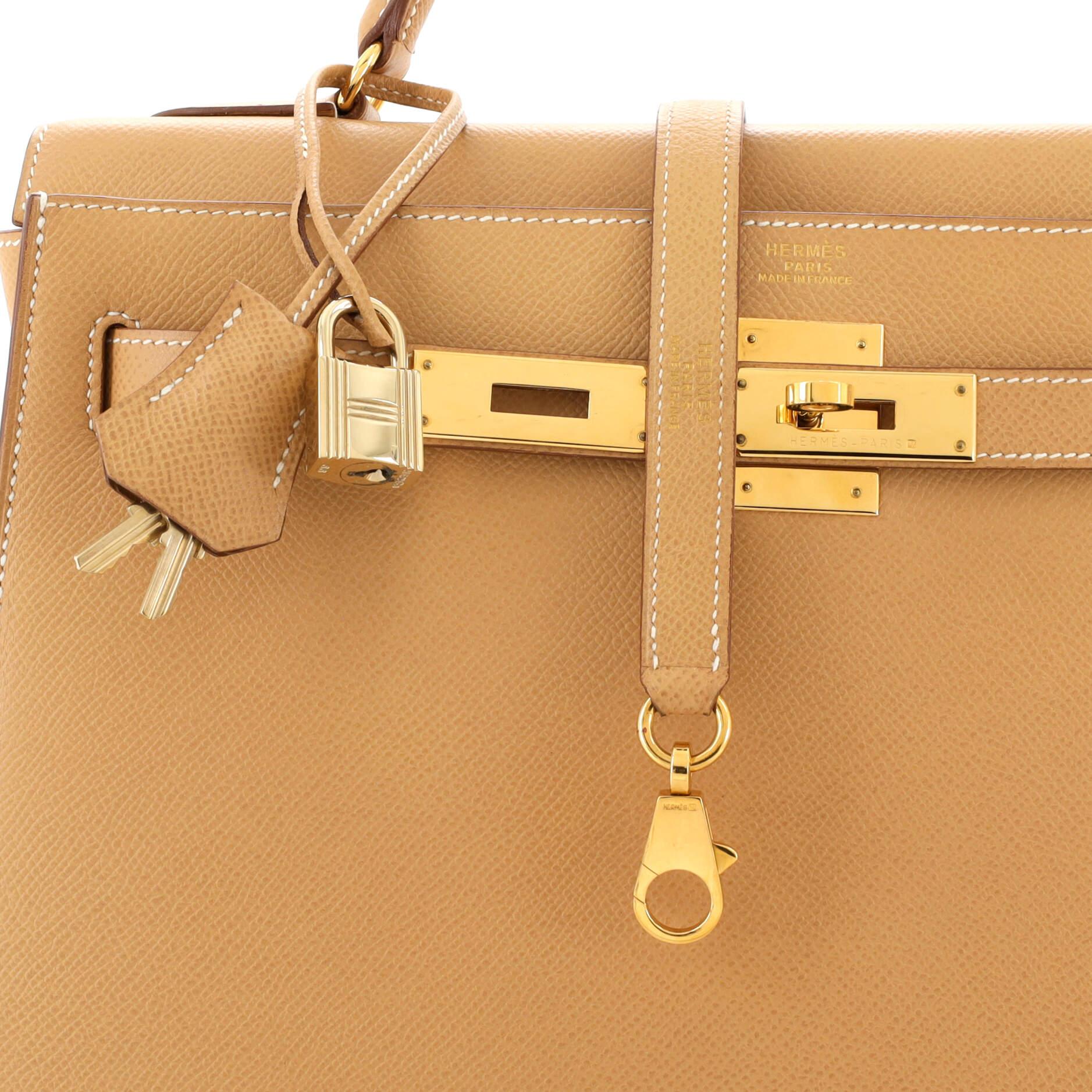 Hermes Kelly Handbag Natural Courchevel with Gold Hardware 32 2