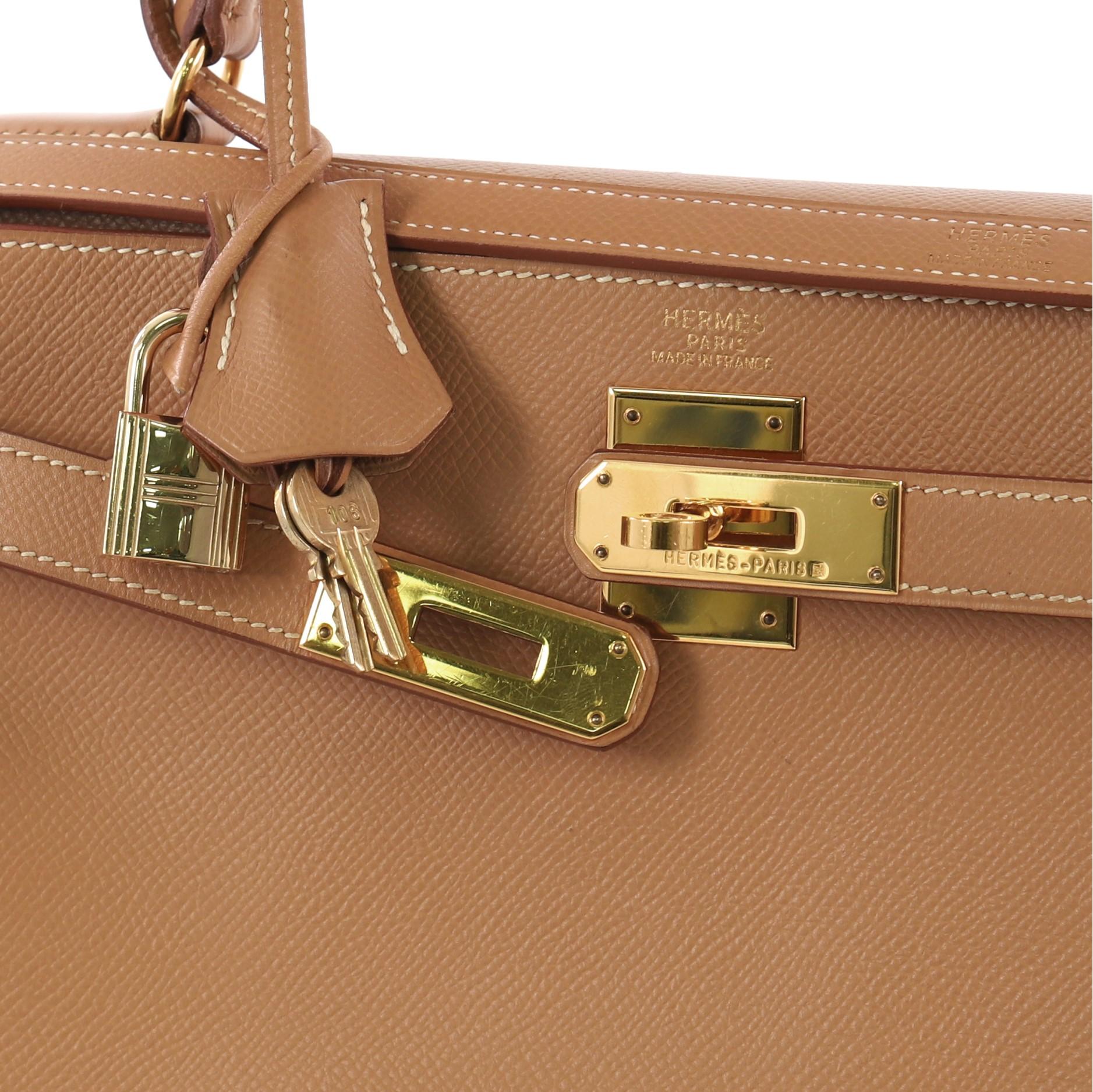 Hermes Kelly Handbag Natural Courchevel with Gold Hardware 32 1
