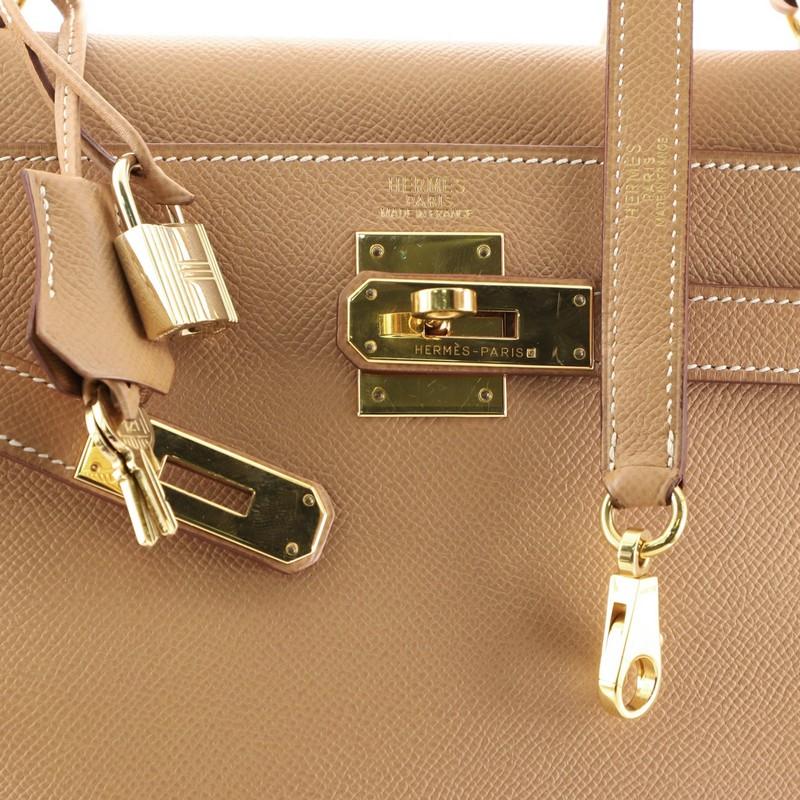 Hermes Kelly Handbag Natural Courchevel With Gold Hardware 32  2