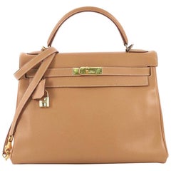 Hermes Kelly Handbag Natural Courchevel with Gold Hardware 32